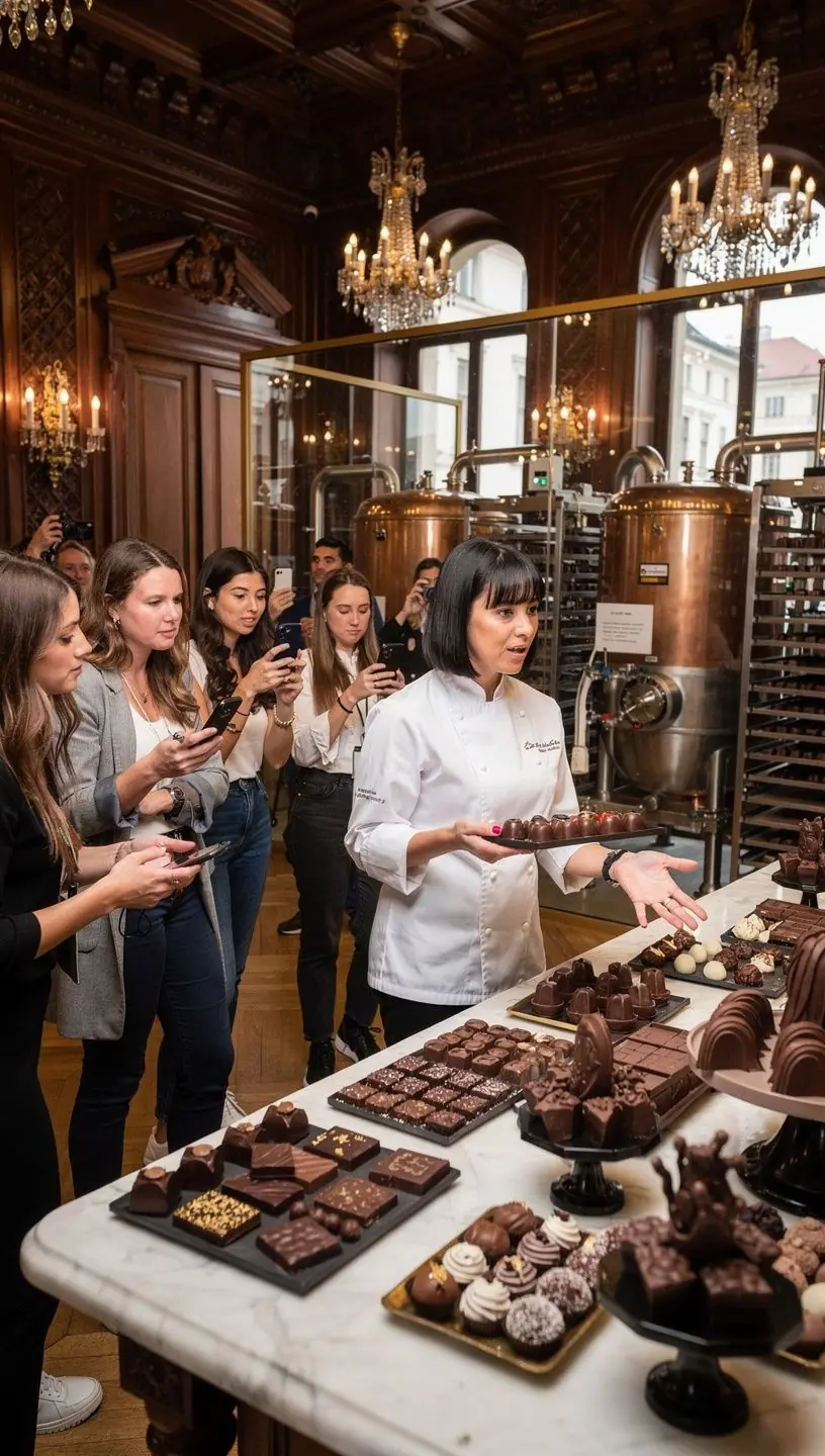 Frisch hergestellte TrГјffel, die in Kakaopulver gewГ¤lzt sind.